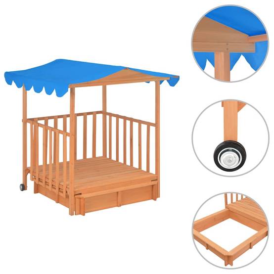 Autre - Maison de jeu d'enfants et bac à sable Bois de sapin Bleu UV50 - Image 2