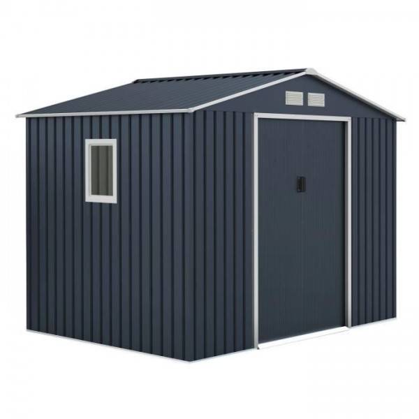 Sans Marque - Abri de jardin en métal 5,29 m² - 277 x 191 x 202 cm - VENUS Kit d'ancrage inclus, 2 portes coulissantes, 1 fenetre latérale - Image 1
