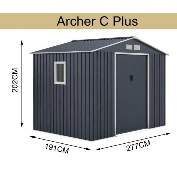 Sans Marque - Abri de jardin en métal 5,29 m² - 277 x 191 x 202 cm - VENUS Kit d'ancrage inclus, 2 portes coulissantes, 1 fenetre latérale - Image 3