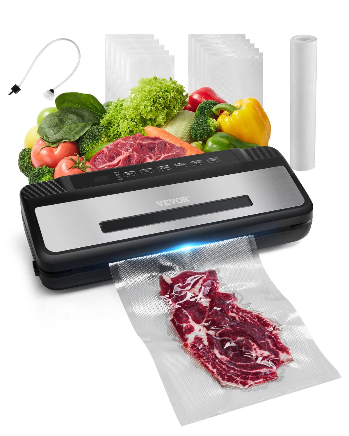 VEVOR Machine sous vide alimentaire 120W, scellage air auto 7 en 1 compacte 80 kPa. - Image 1