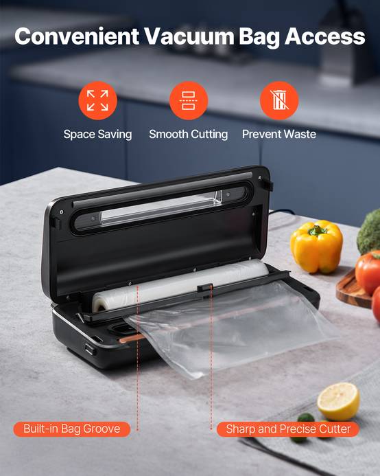 VEVOR Machine sous vide alimentaire 120W, scellage air auto 7 en 1 compacte 80 kPa. - Image 4