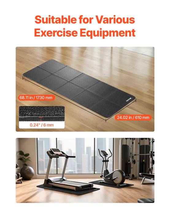 VEVOR Tapis équipement exercice pliable 300x340x6mm, PVC, gym. - Image 2