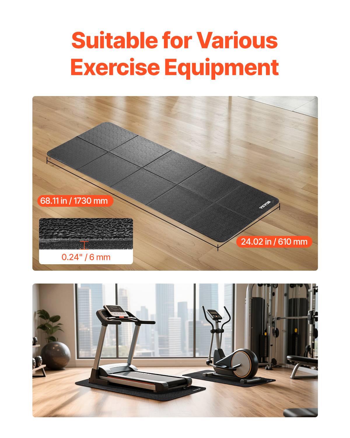 VEVOR Tapis équipement exercice pliable 300x340x6mm, PVC, gym. - Image 2