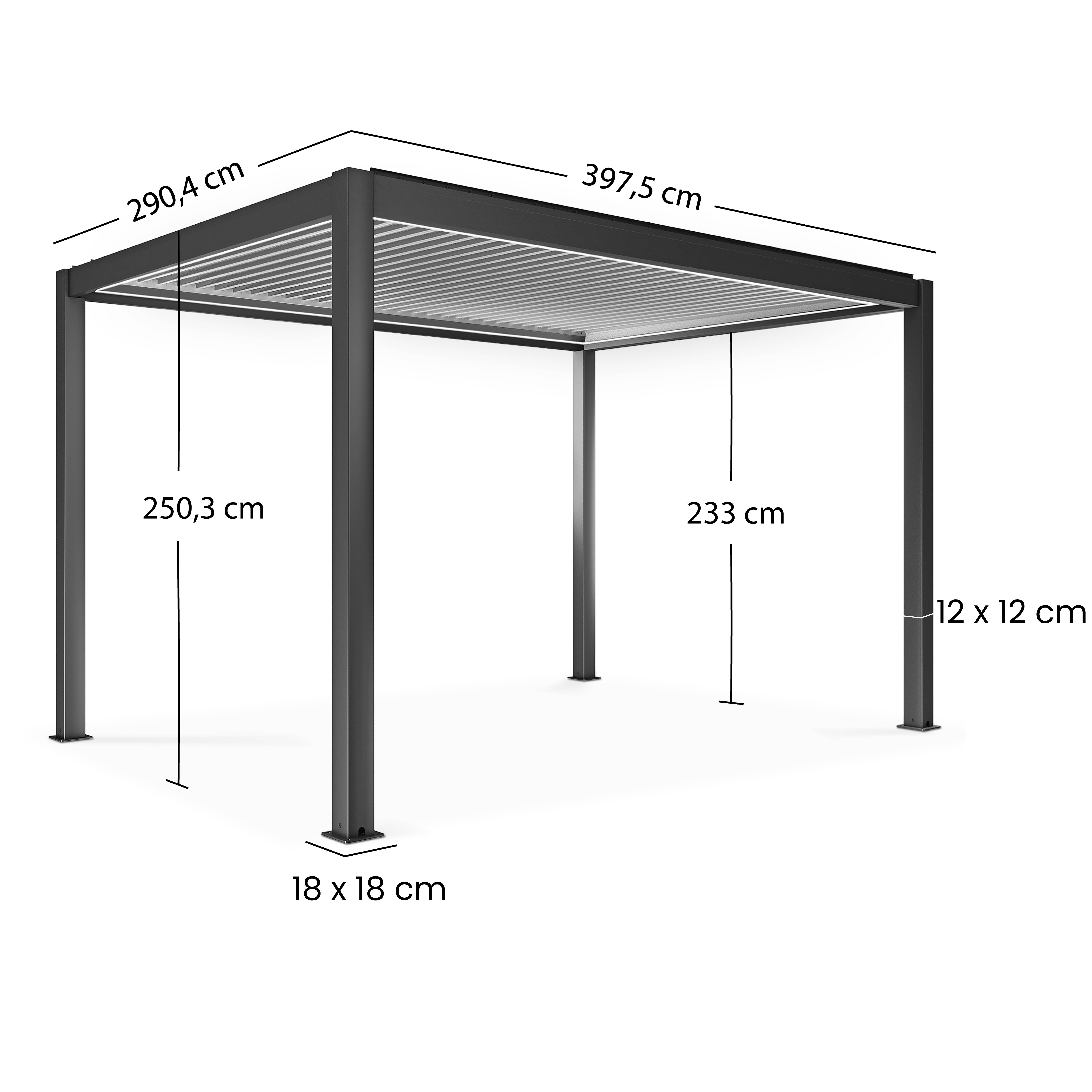 Oviala - Pergola bioclimatique autoportée motorisée et éclairée 3x4 m blanc - Oviala - Image 4