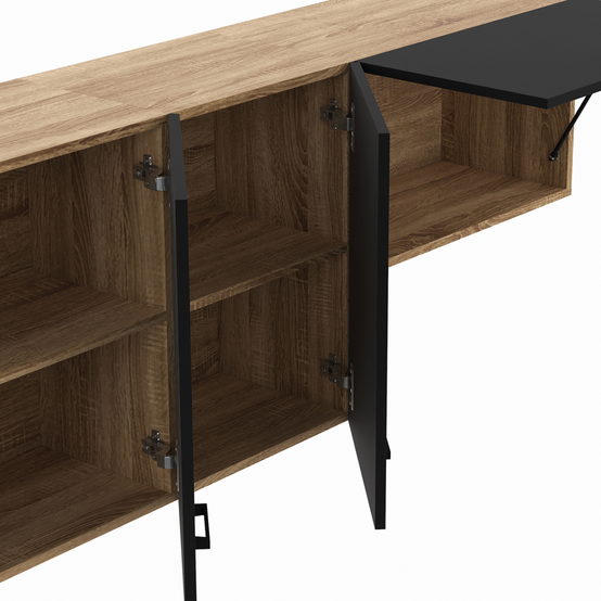 Cuisine complète 180 cm SUBTIL avec plan de travail 5 éléments bois et noir - Image 6
