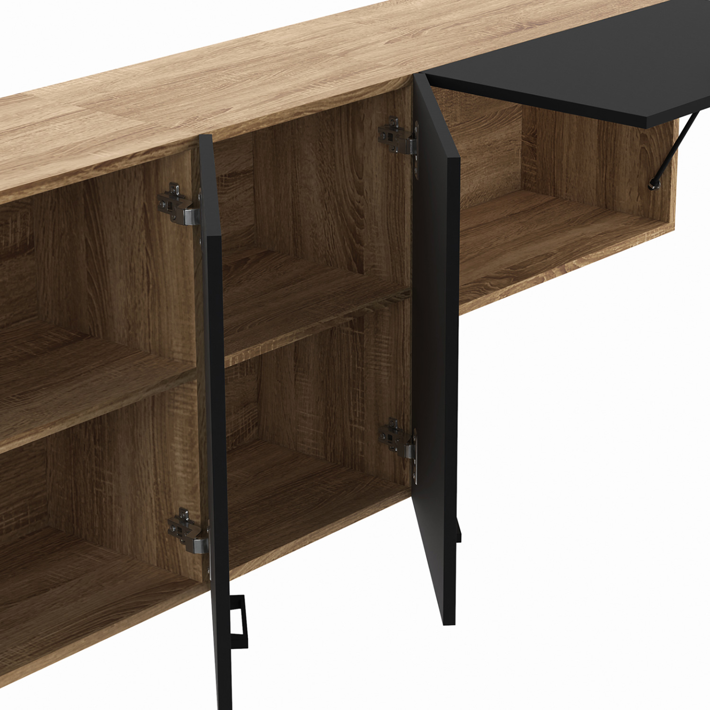 Cuisine complète 180 cm SUBTIL avec plan de travail 5 éléments bois et noir - Image 6