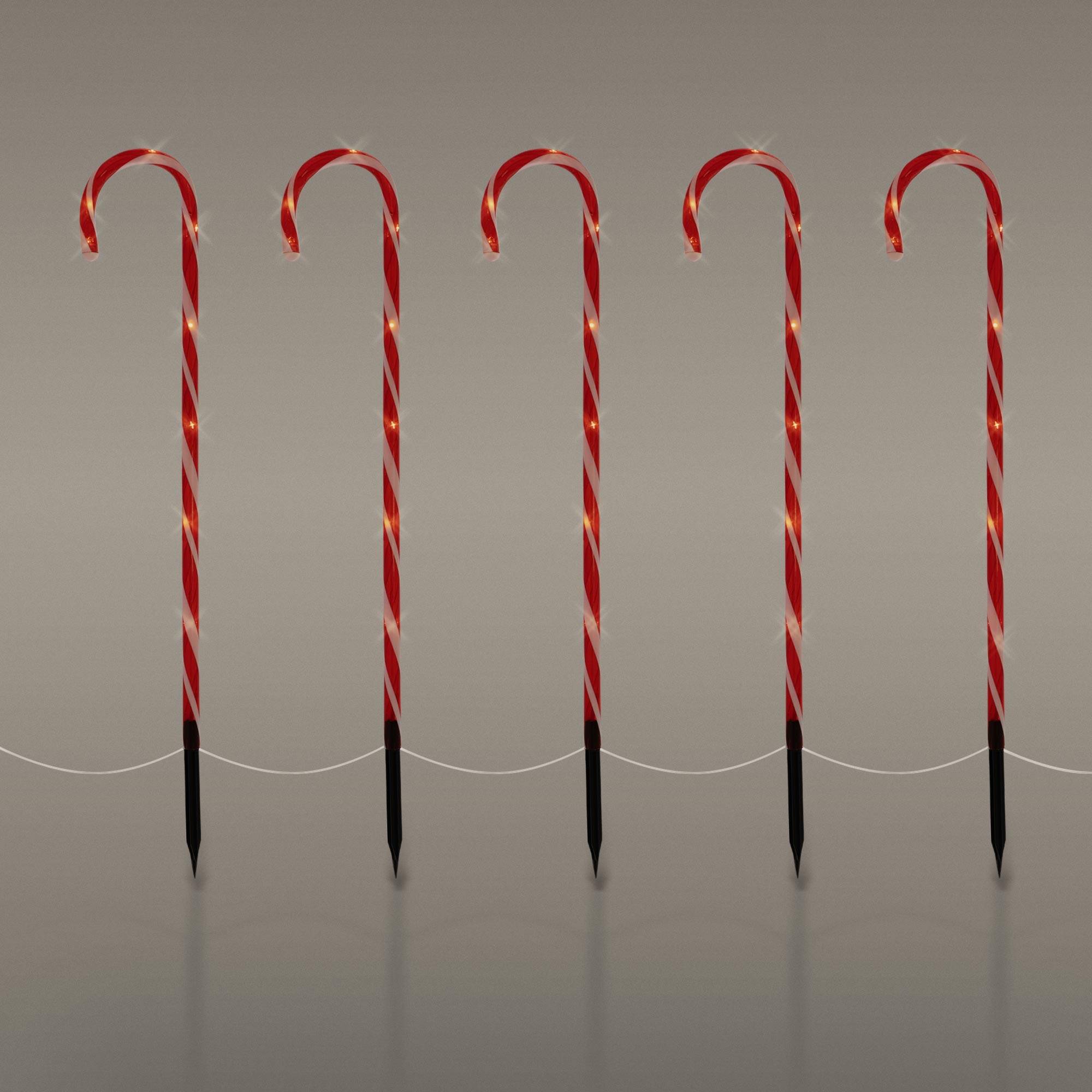 Ecd-Germany - 5x Cannes de bonbon avec 40 lumières LED blanc chaud décoration de Noël jardin - Image 4