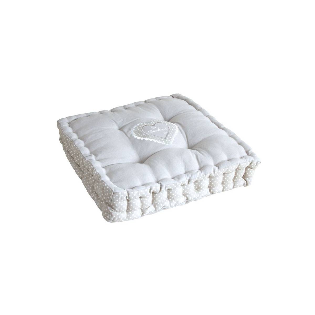Aubry Gaspard - Coussin coeur gris en coton et lin - Image 1