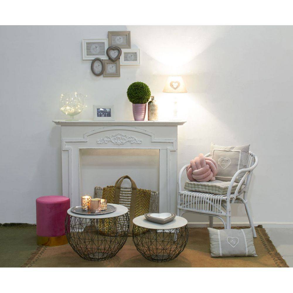 Aubry Gaspard - Coussin coeur gris en coton et lin - Image 2