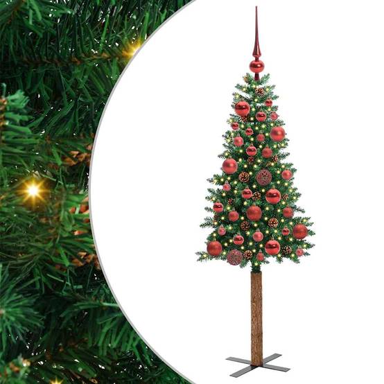 Sapin de Noël Artificiel 150 cm Pré-décoré, Tronc en Bois, 150 LED, Facile à Installer – ComfortXL Outdoor Living - Image 2