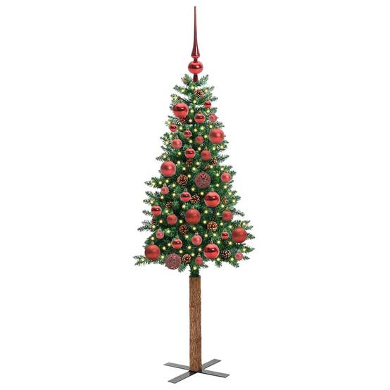 Sapin de Noël Artificiel 150 cm Pré-décoré, Tronc en Bois, 150 LED, Facile à Installer – ComfortXL Outdoor Living - Image 3