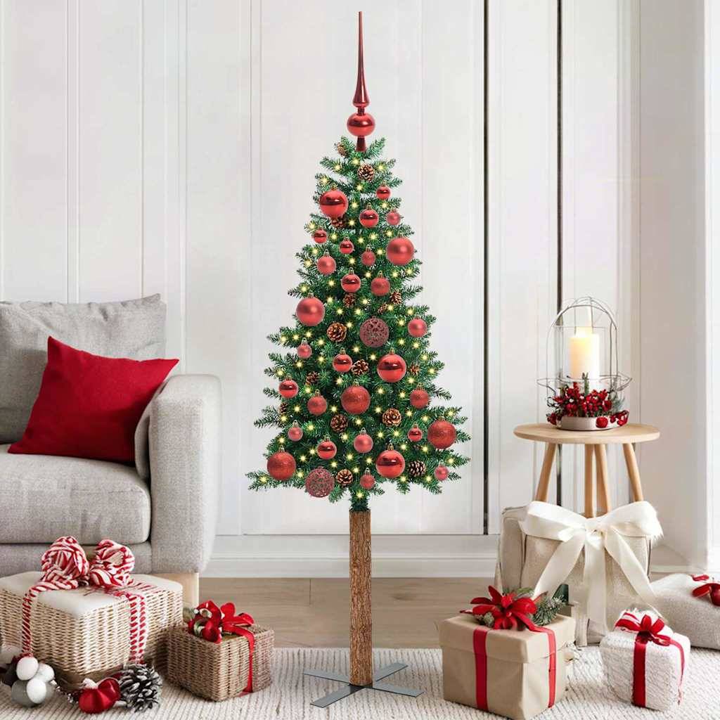 Sapin de Noël Artificiel 150 cm Pré-décoré, Tronc en Bois, 150 LED, Facile à Installer – ComfortXL Outdoor Living - Image 1