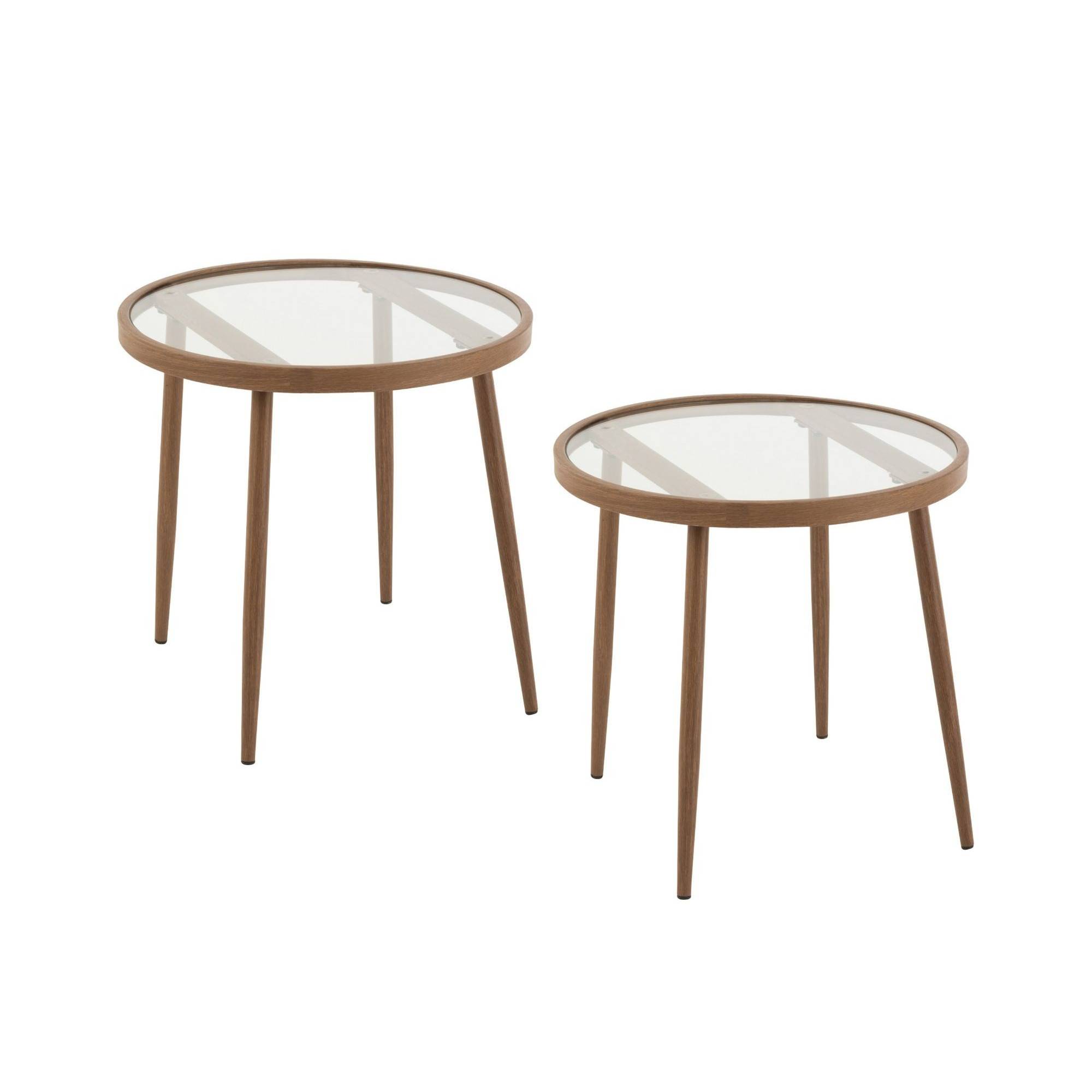 Autre - Table basse ronde en métal et verre D50 (lot de 2) - MALAGA - Image 1