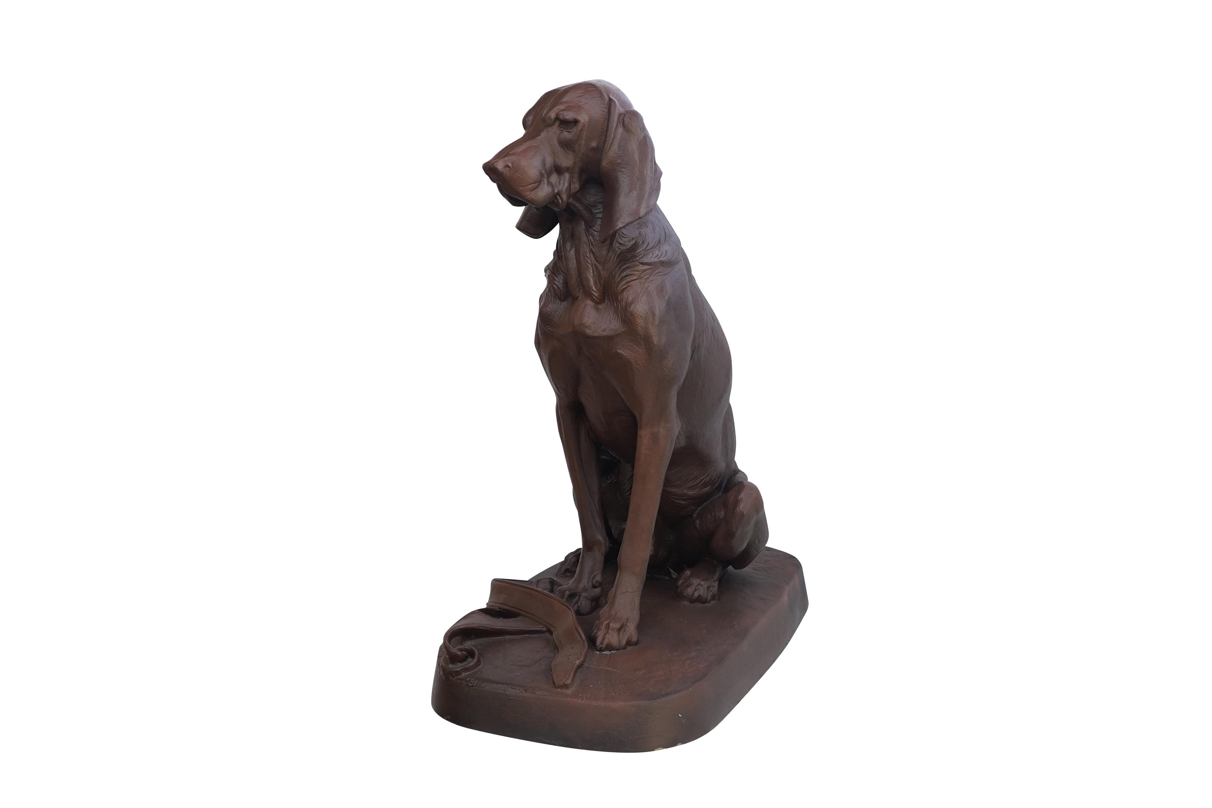 Statue en fonte, chien au collier Dommartin brun antique - Image 3