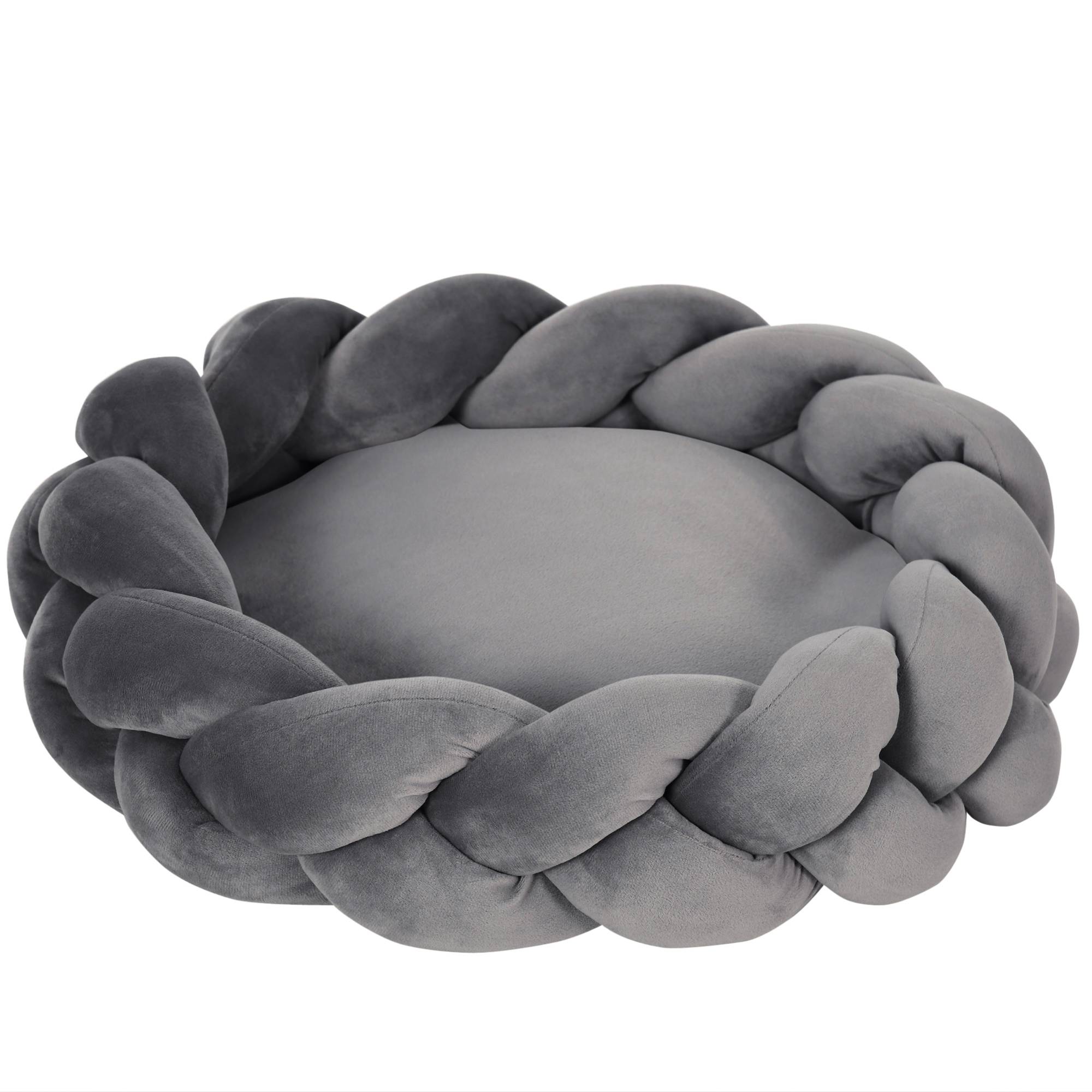 Lit pour petit chien, lit animal lavable, coussin indépendant et corde coton,55x55x14cm,gris - Image 2