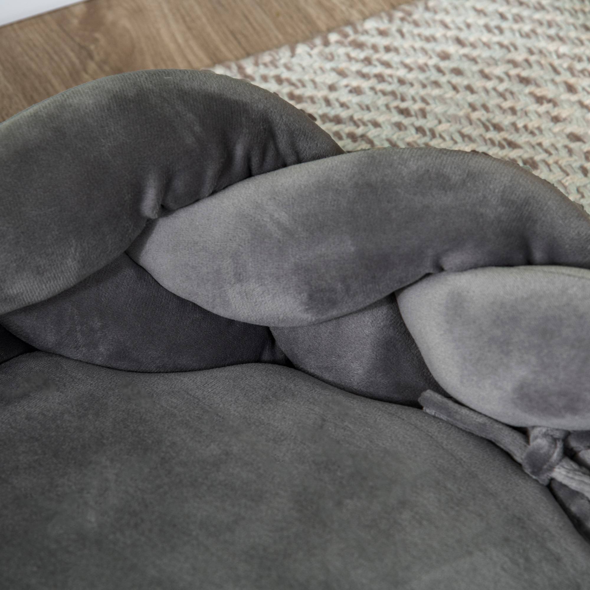 Lit pour petit chien, lit animal lavable, coussin indépendant et corde coton,55x55x14cm,gris - Image 10