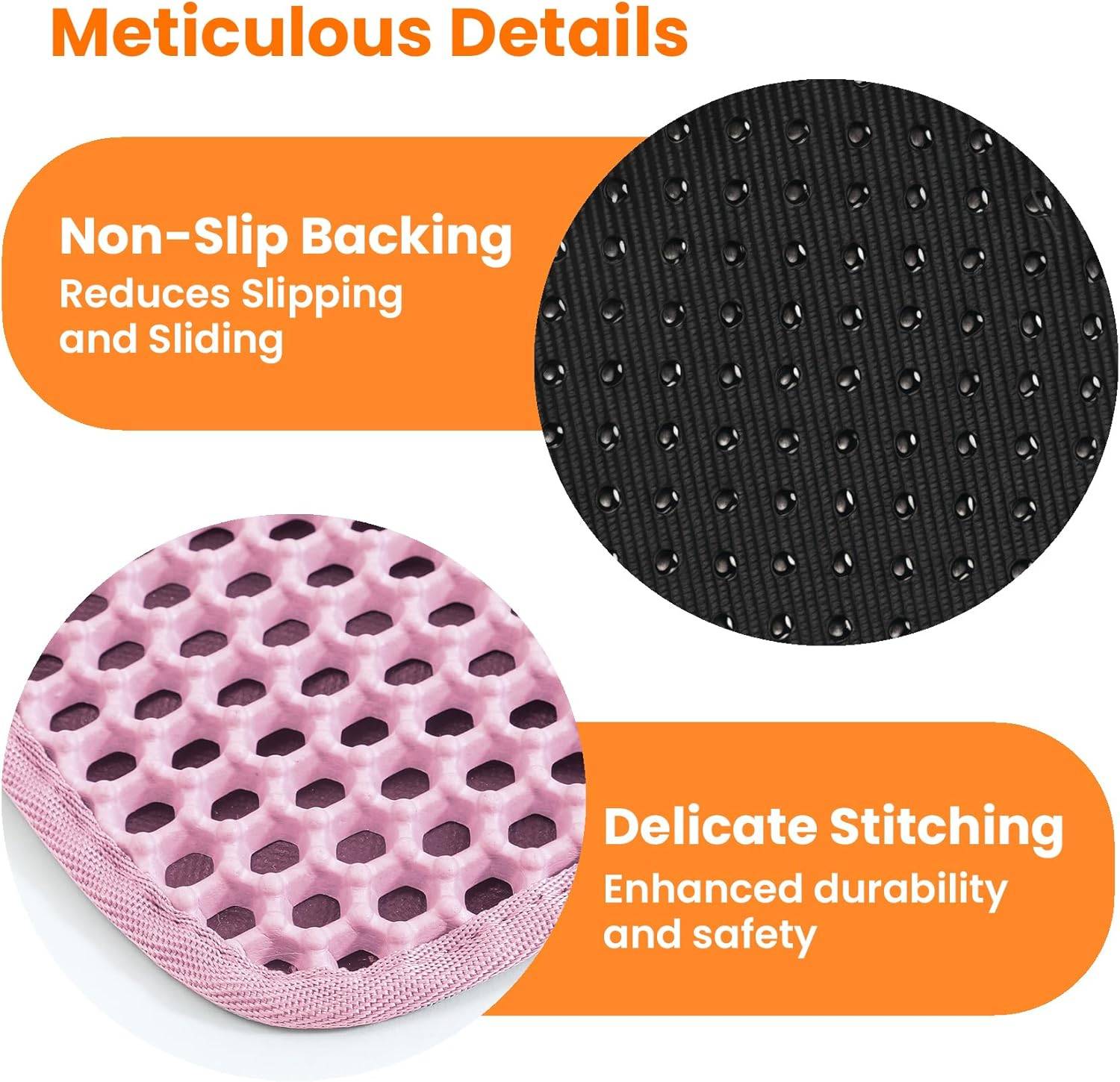 Tapis de litière pour chat, double couche, nid d'abeille, antidérapant, imperméable et anti-urine, accessoire pour chat, 60*90 cm, rose-Lytech - Image 6