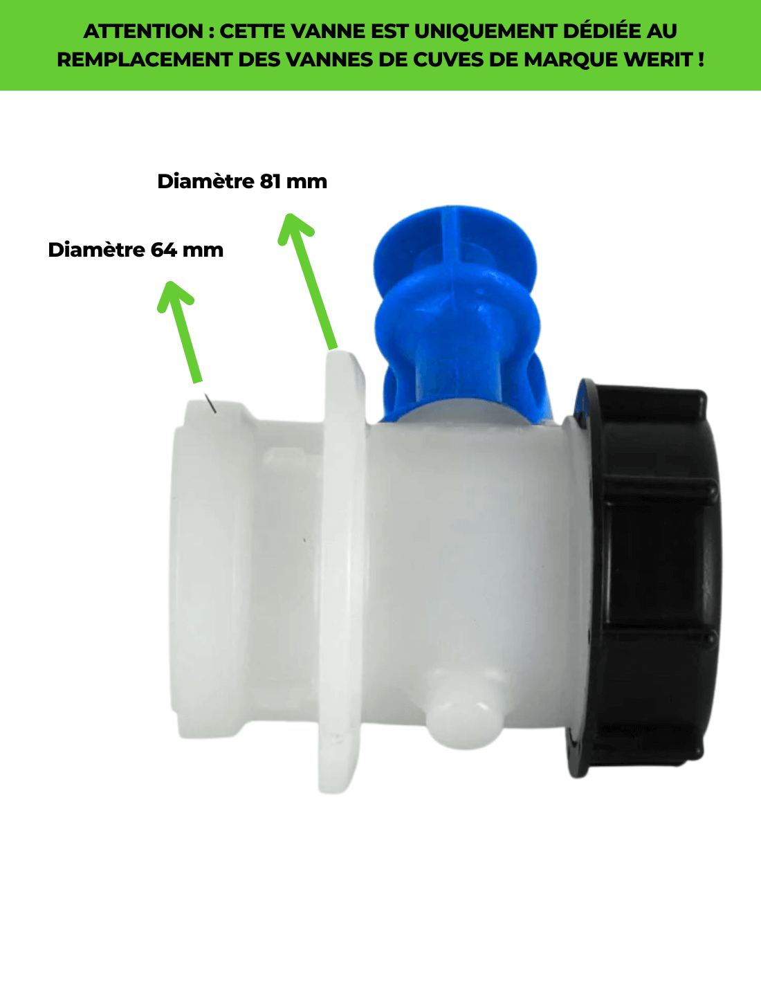 Vanne à piston 2'' - Sortie Mâle S60X6 - Joint PCP - Werit - Image 3