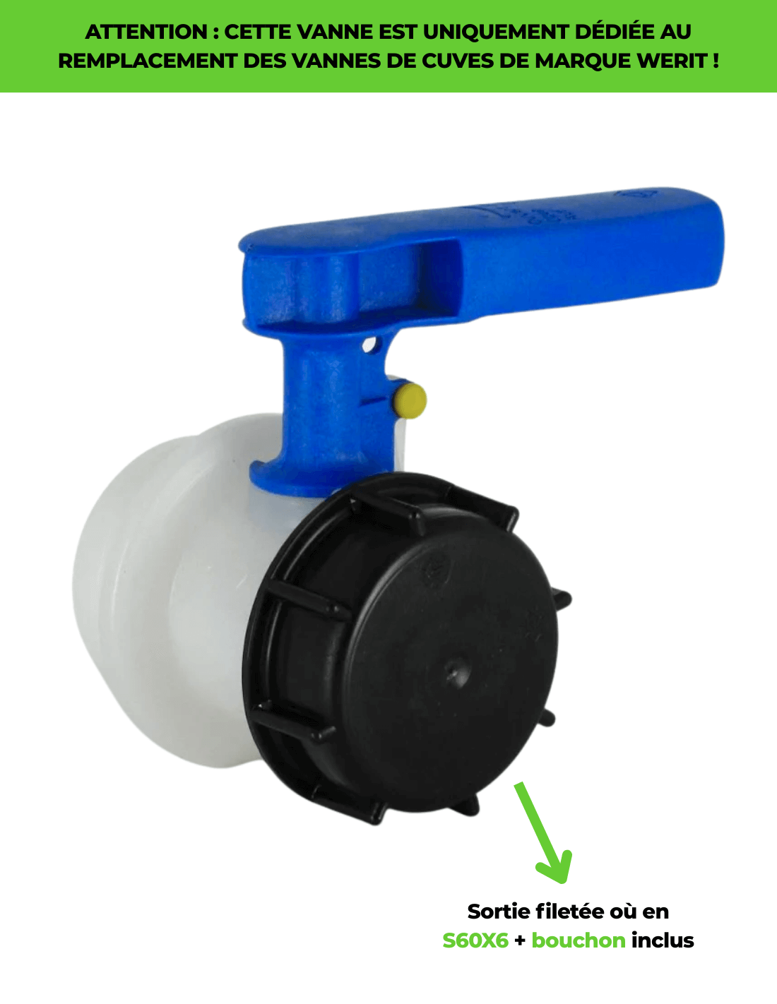 Vanne à piston 2'' - Sortie Mâle S60X6 - Joint PCP - Werit - Image 2