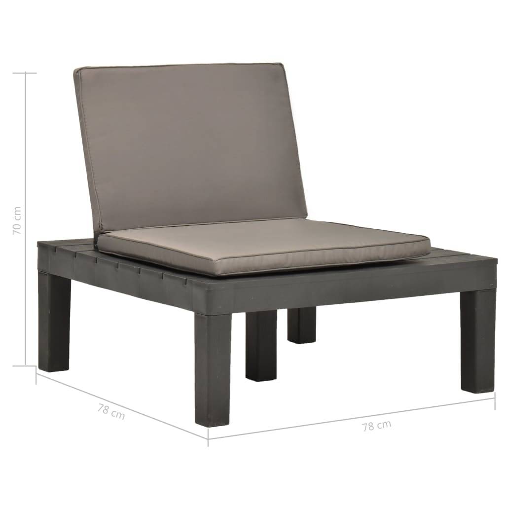 Vidaxl - Chaise de salon de jardin avec coussin Plastique Anthracite vidaXL 48826 - Image 3