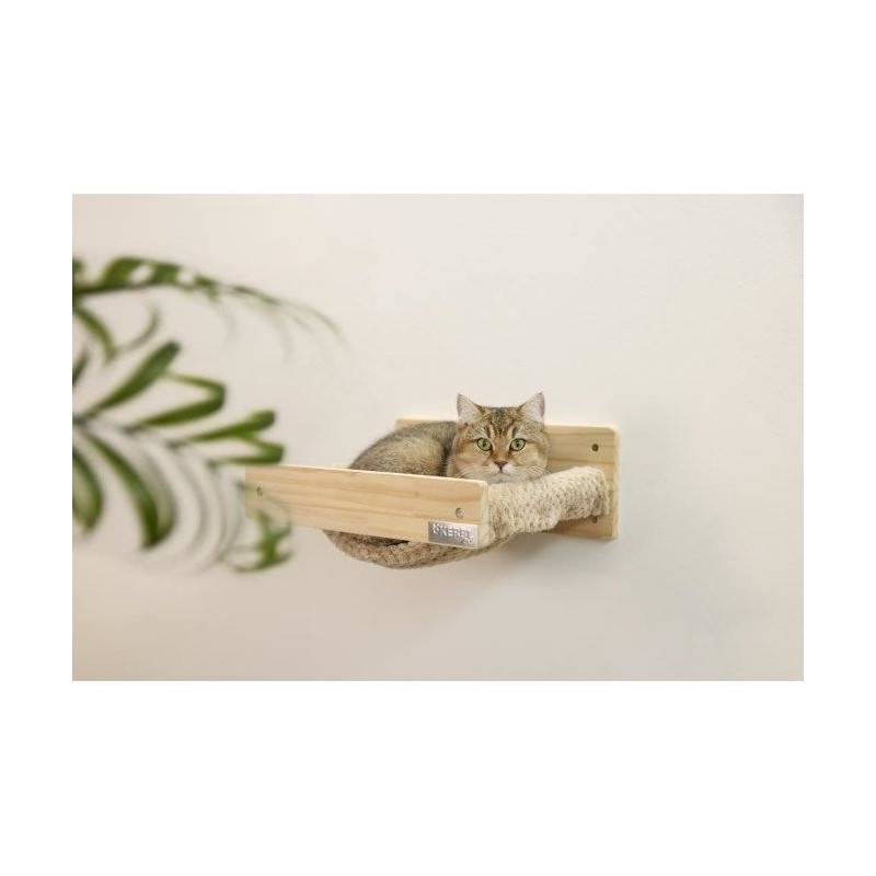 Hamac Mural Pour Chats - Kerbl - Timber - 38 X 33,5 X 16 Cm - Bois Massif - Tissu Peluche - Image 3