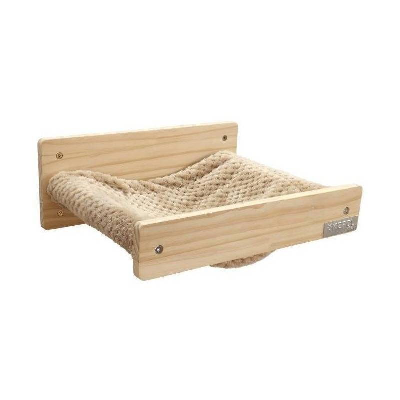 Hamac Mural Pour Chats - Kerbl - Timber - 38 X 33,5 X 16 Cm - Bois Massif - Tissu Peluche - Image 1