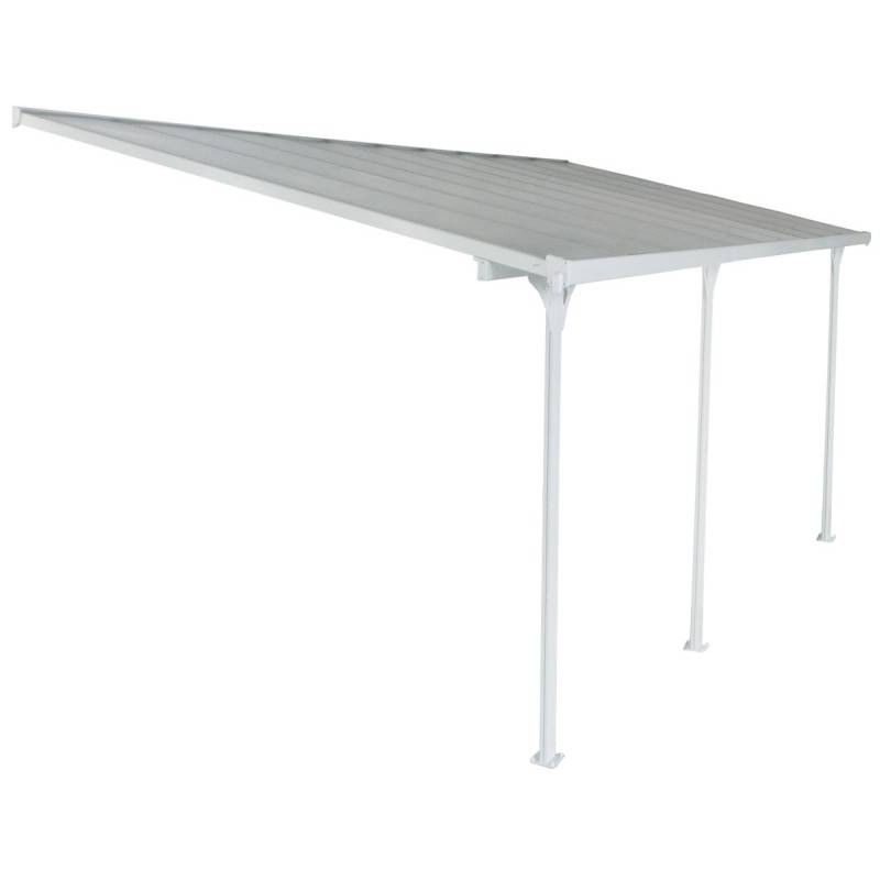 Pergola adossée ajustable 18,85 m² aluminium blanc toiture polycarbonate anti-UV X-METAL - Image 2