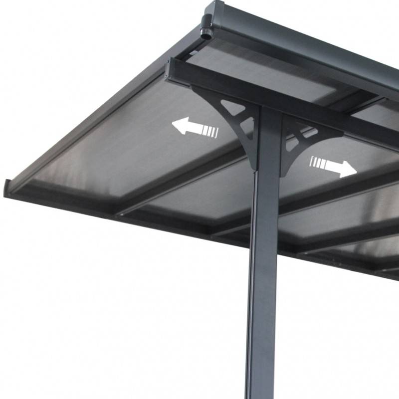 Pergola adossée ajustable 18,85 m² aluminium blanc toiture polycarbonate anti-UV X-METAL - Image 6