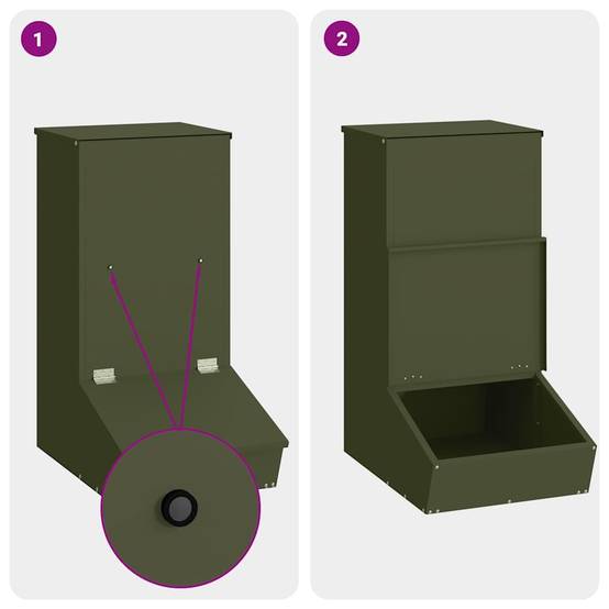 Distributeur Porcs Métal 20kg Automatique Robuste Vert Olive - ComfortXL Outdoor Living - Image 9