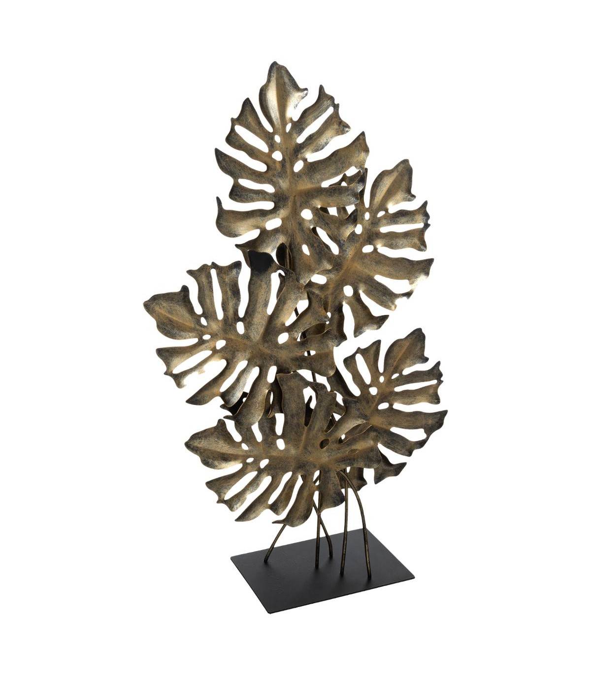 Atmosphera - Objet décoratif Feuilles de Monstera en Métal sur pied H 57 cm