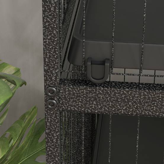 Cage rongeurs chinchillas furet acier sur roulettes 4 niveaux 80x52x128cm gris - ComfortXL Outdoor Living - Image 10