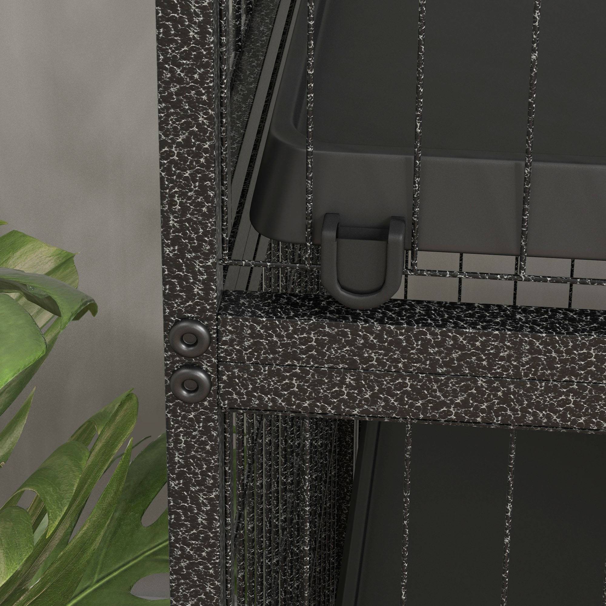 Cage rongeurs chinchillas furet acier sur roulettes 4 niveaux 80x52x128cm gris - ComfortXL Outdoor Living - Image 10