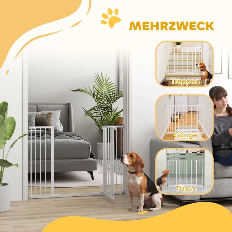 Barrière de sécurité métal pour chien fixation sans perçage blanc 76-107x76cm - ComfortXL Outdoor Living - Image 4