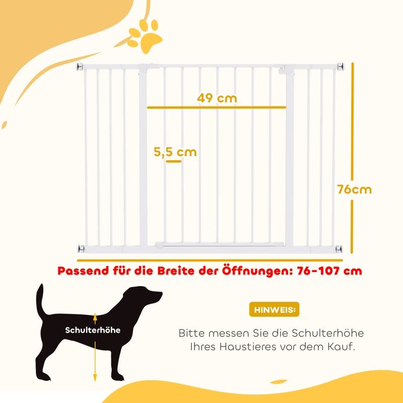 Barrière de sécurité métal pour chien fixation sans perçage blanc 76-107x76cm - ComfortXL Outdoor Living - Image 3