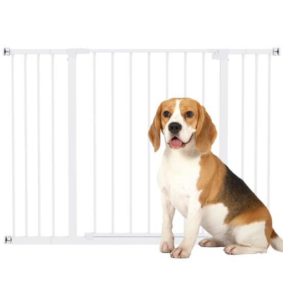 Barrière de sécurité métal pour chien fixation sans perçage blanc 76-107x76cm - ComfortXL Outdoor Living - Image 2