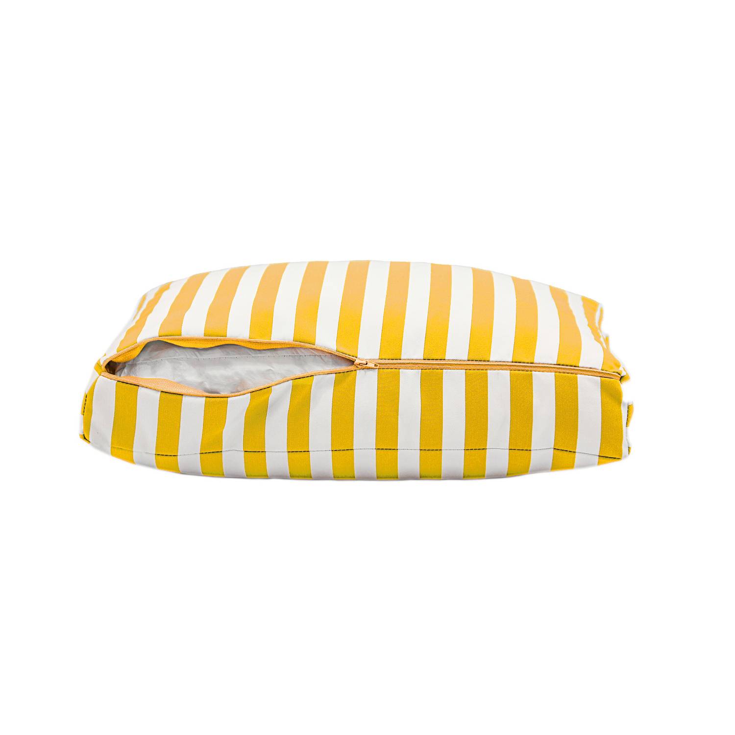 Coussins pour salon de jardin déhoussable 60x60cm Rayure jaune - Déco arts - Image 7