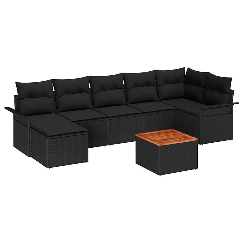 Vidaxl - Ensemble de canapé de jardin avec coussin 8 pcs Noir polyrotin vidaXL 3347359 - Image 2