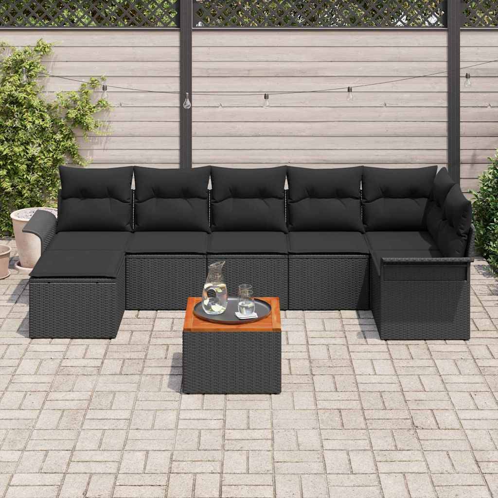 Vidaxl - Ensemble de canapé de jardin avec coussin 8 pcs Noir polyrotin vidaXL 3347359 - Image 4