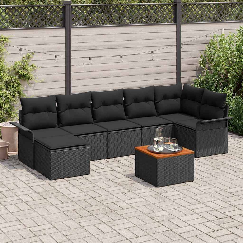 Vidaxl - Ensemble de canapé de jardin avec coussin 8 pcs Noir polyrotin vidaXL 3347359 - Image 1