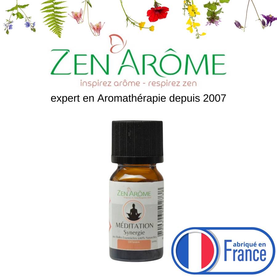 Synergie Huiles Essentielles Méditation, Mélange Huiles Essentielles 100% Pure et Naturelle, Aromathérapie, 10ml - Zen'Arôme - Image 1