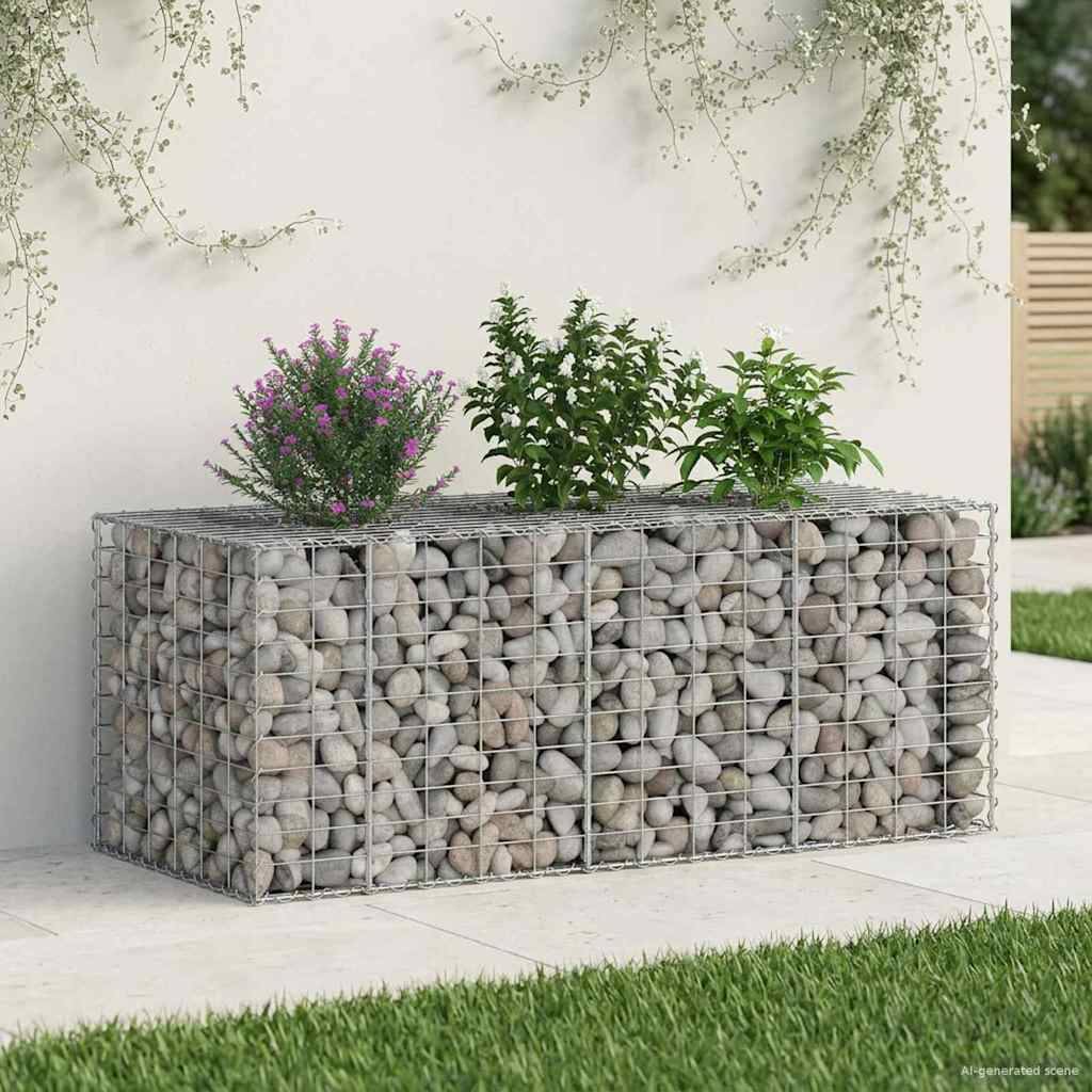 PANGIVO - Lit surélevé gabion Acier galvanisé Argenté 140 x 60 x 55 cm - PANGIVO