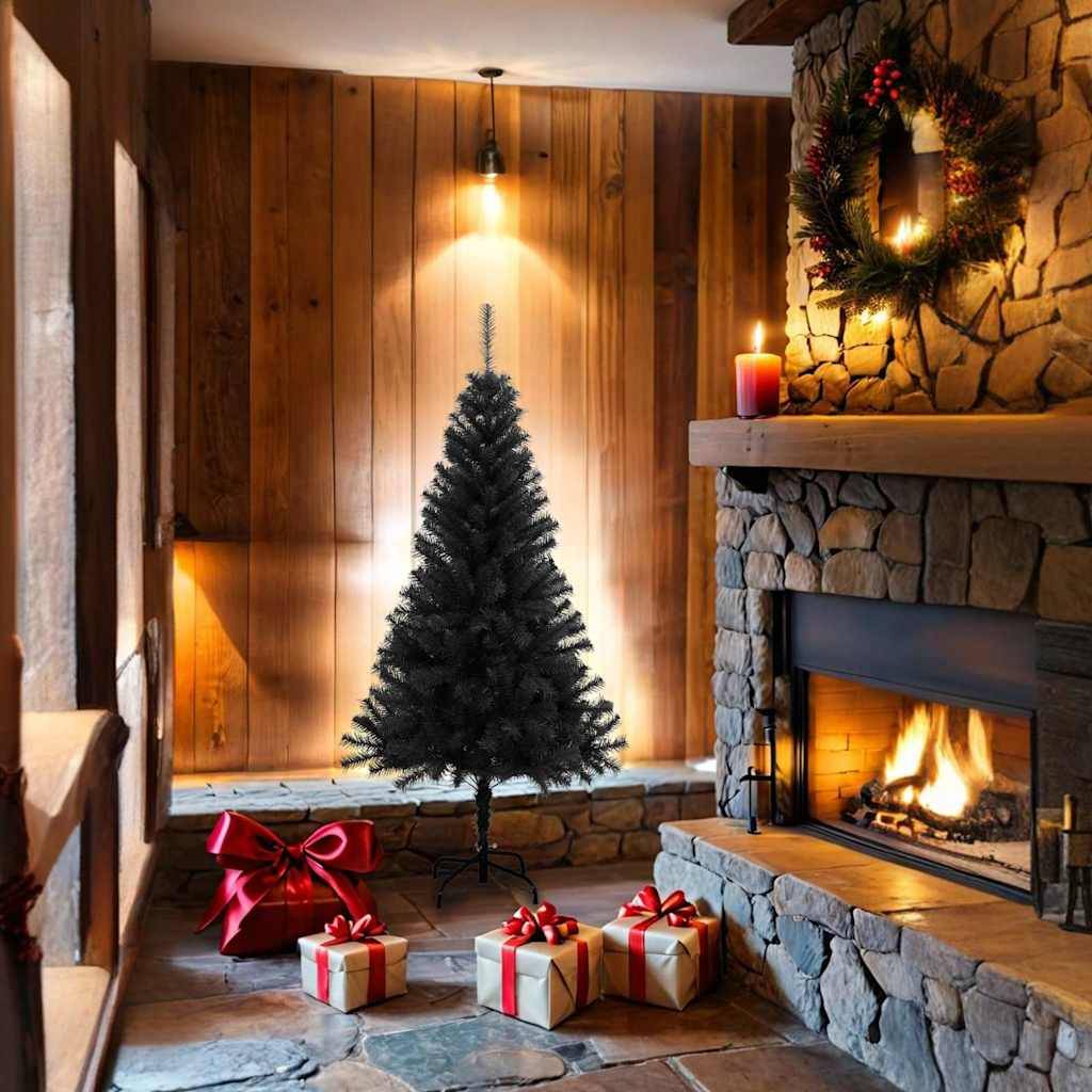 Vidaxl - Sapin de Noël artificiel avec support noir 150 cm PVC vidaXL 321000 - Image 2