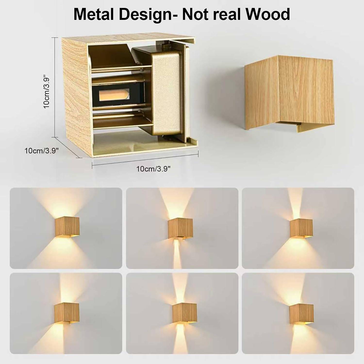 8 in 1 - LED Wall Light Outdoor Indoor 6W Wood IP65 Warm White 3000K Modern Up Down Lamp for Stairs Entrance Terrace 2 Pieces - Image 5