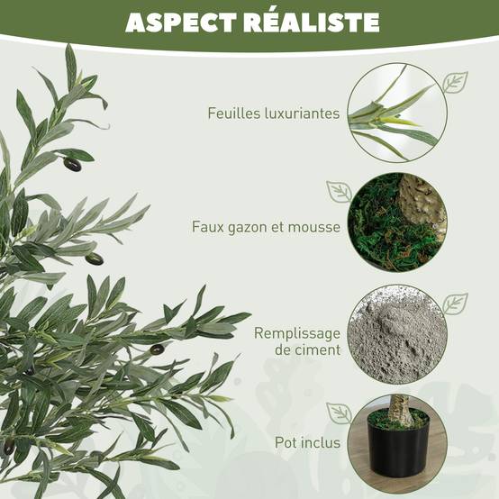 ComfortXL - Olivier Artificiel Soie Décoration Méditerranéenne Intérieure 120cm Vert - ComfortXL Outdoor Living - Image 6