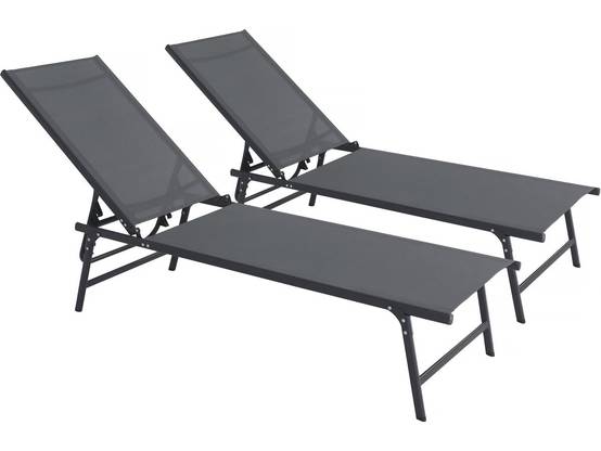 Lot De 2 Bains De Soleil En Métal "sublima" - 180 X 54 X 104 Cm - Anthracite -habitat Et Jardin - Image 1