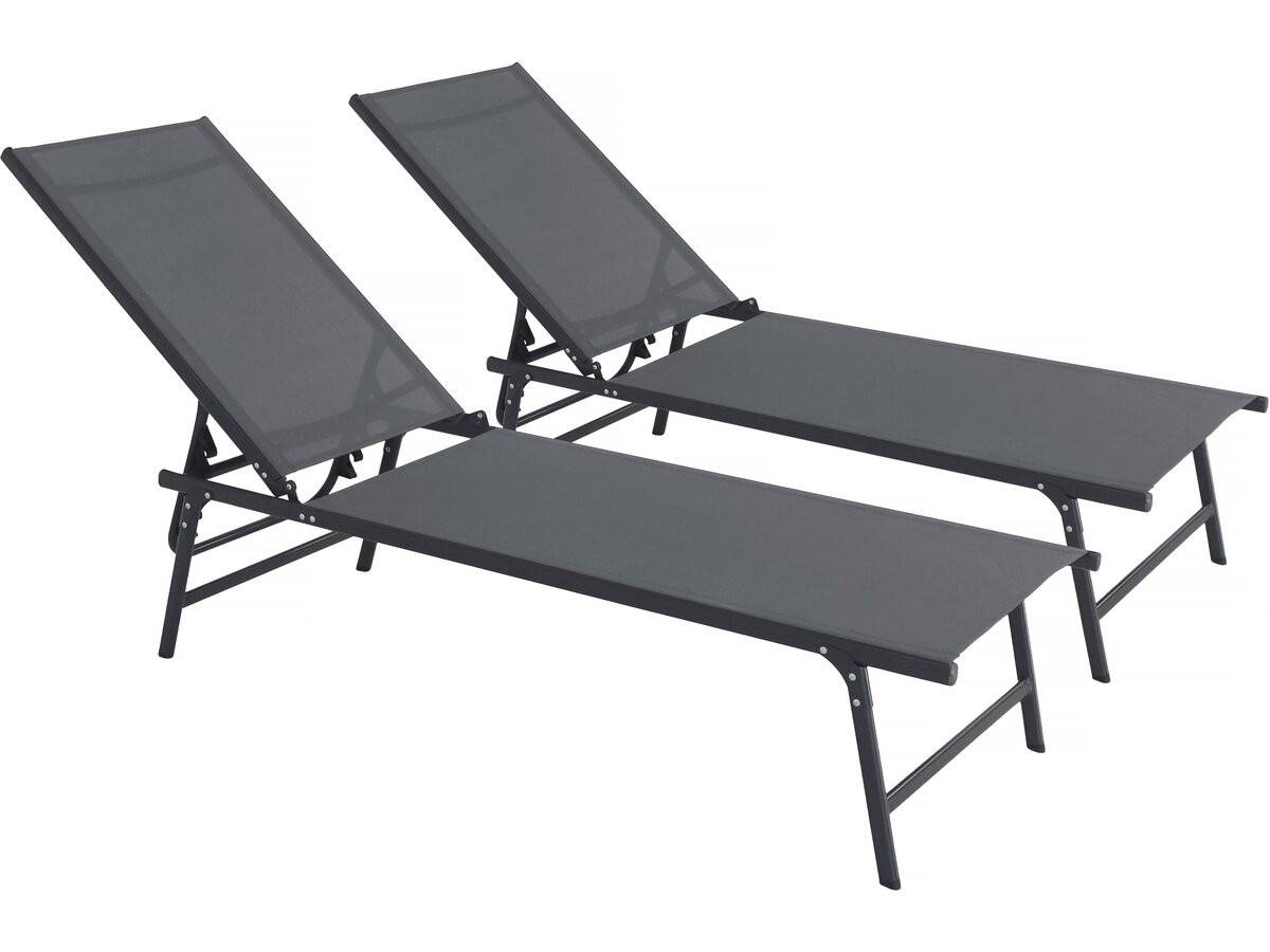 Lot De 2 Bains De Soleil En Métal "sublima" - 180 X 54 X 104 Cm - Anthracite -habitat Et Jardin - Image 1