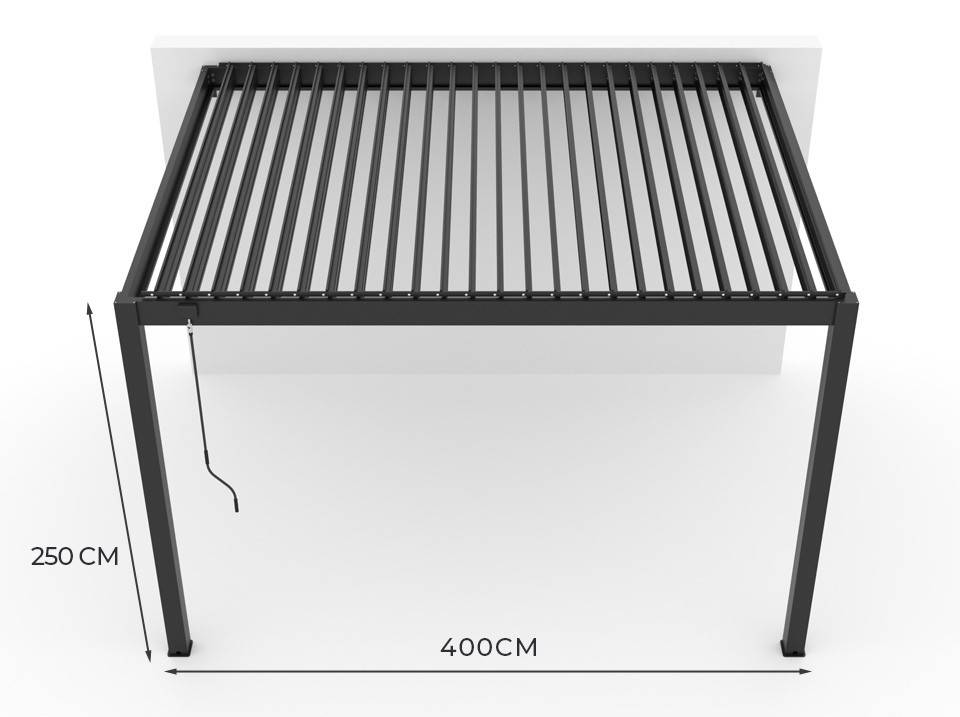 Pergola Bioclimatique Aluminium Adossee 12m² - 3x4m - Store Latéral Inclus - Image 6