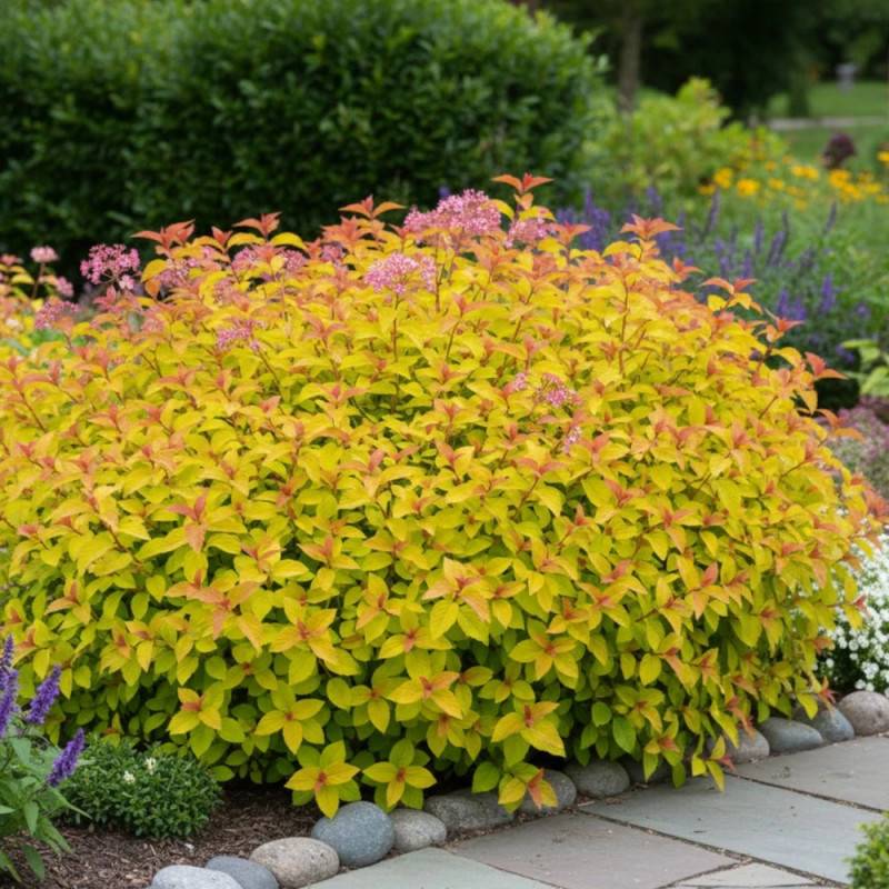 Spirée du Japon Merlo® Gold ' Davcop04', Spiraea à fleurs Rose - feuillage Caduc - Pot de 3L - 20/40 cm- hauteur à maturité De 0,50 m à 1,00 m - Image 6