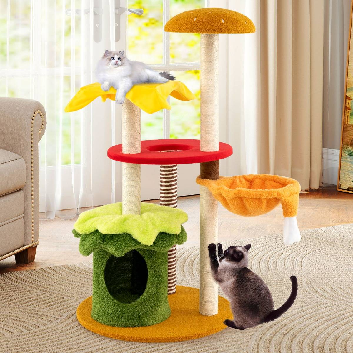 Arbre à Chat Moderne Tour à Chatons à Plusieurs Niveaux avec Hamac Condo Perchoir Griffoirs - Image 3