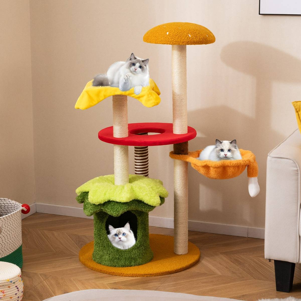 Arbre à Chat Moderne Tour à Chatons à Plusieurs Niveaux avec Hamac Condo Perchoir Griffoirs - Image 2